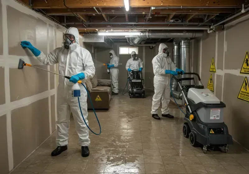 Basement Moisture Removal and Structural Drying process in East Sandwich, MA